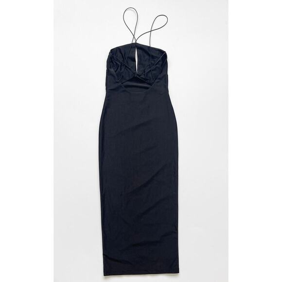 SER.O.YA Midi Length Strappy Bodycon Dress Black Size Small Sample - Picture 5 of 8